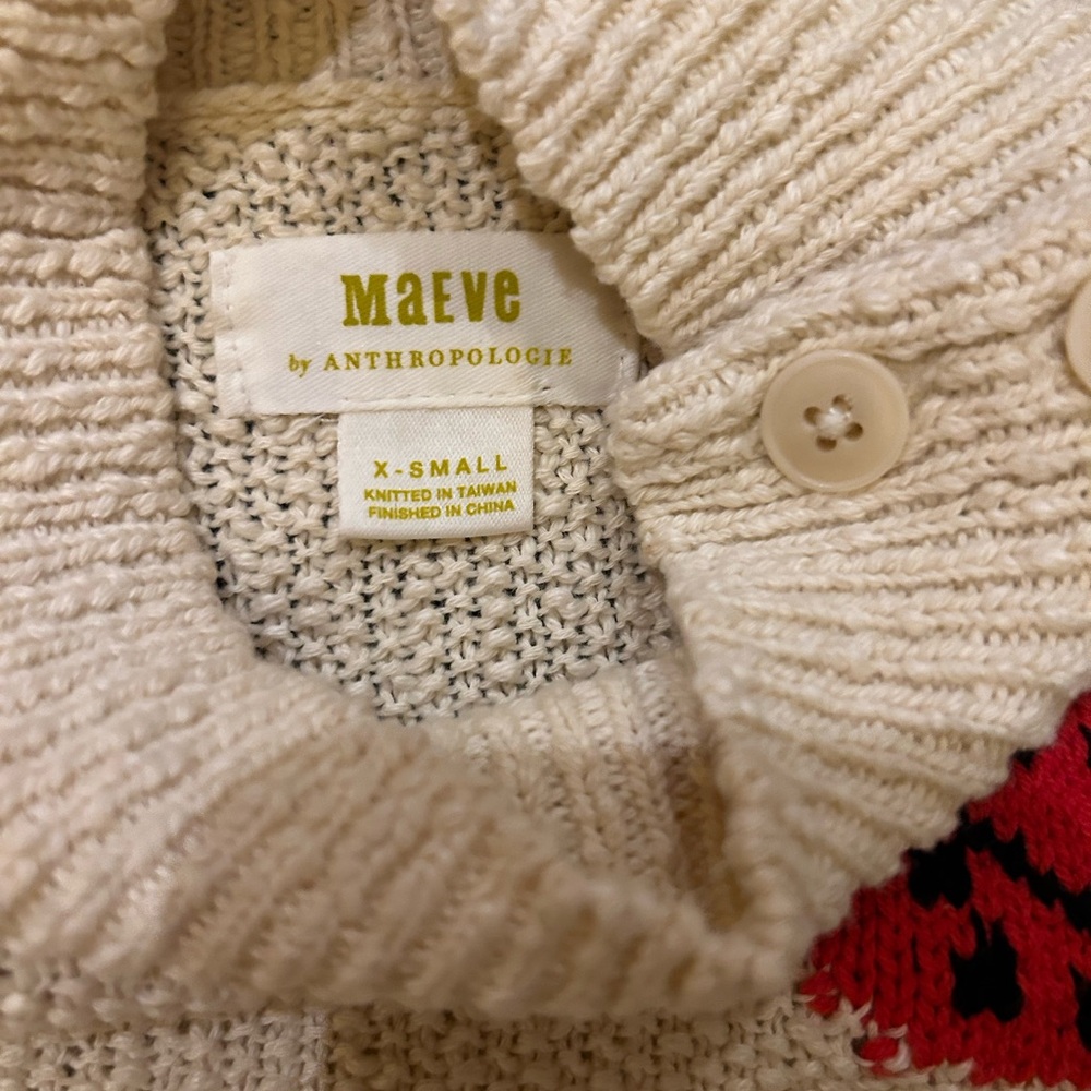 Maeve by Anthropologie Cream Ladybug Turtleneck Sweater XS - Picture 6 of 15